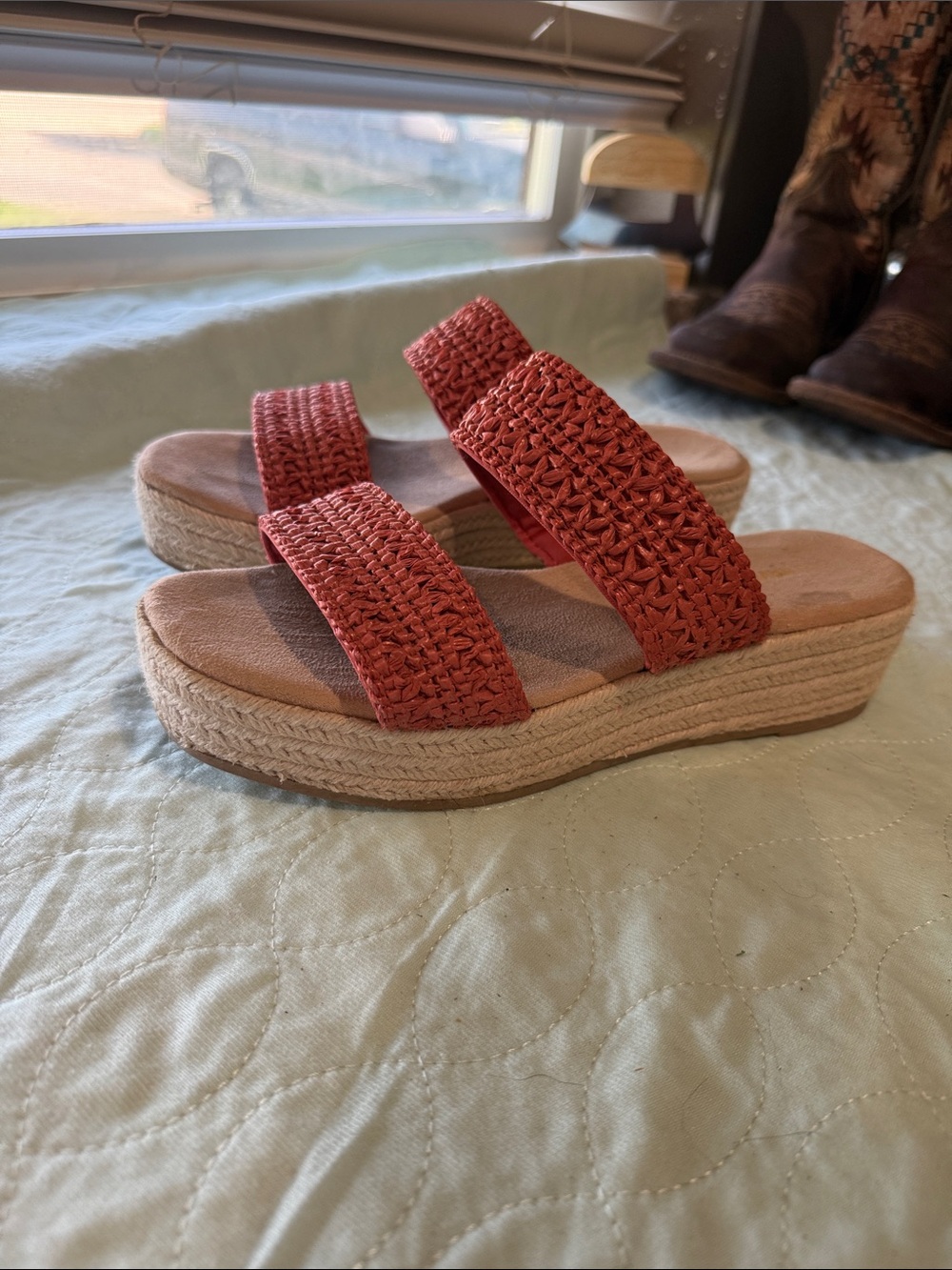 Old Navy Braided Double-Strap Platform Sandal — Rust Orange